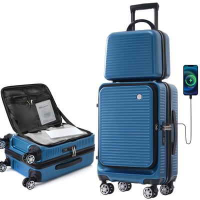 Luggage Sets of 2,20 Inch Carry-on Luggage Front Open Luggage Lightweight Suitcase with A Carrying Case