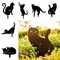Statue de jardin de chat noir résistant aux intempéries, art de fer, sculpture de silhouette, décoration de jardin extérieur, figurine de cour