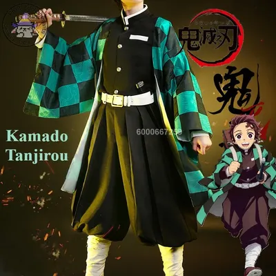 Demon Slayers Kimetsu No Yaiba Anime Kamado Tanjirou Cosplay Costume Women Men Kisatsutai Uniform Image