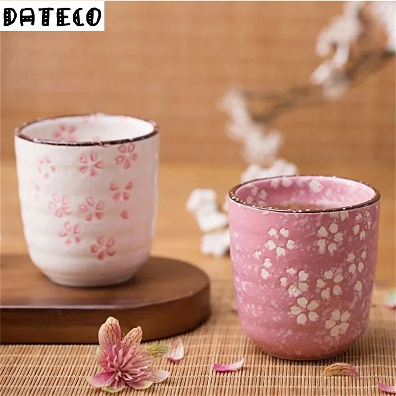 Kung-Fu-Tee im japanischen Stil Keramik Unter glasur Porzellan Tee tasse Hausbesitzer Sub-Tasse Glas Tee tasse rosa weiß Image