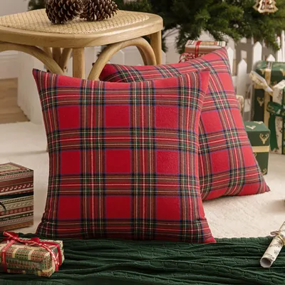 45x45cm Kissenbezüge Weihnachten Scottish Tartan Plaid Kissenbezüge Bett Sofa Pad Party Home Decor Image