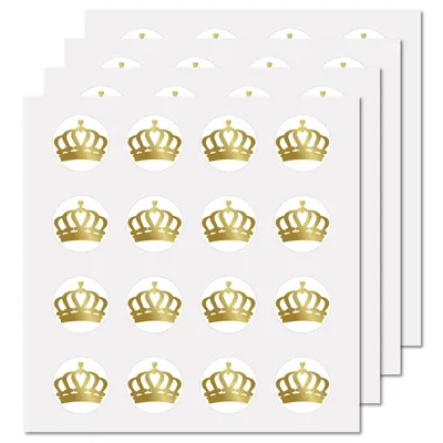 128 Stück Kronen-Aufkleber, goldene Krone, Vinyl-Aufkleber, selbstklebende, wasserfeste Aufkleber für Wasserflaschen, Laptop, Gepäck, Tasse, Computer Image