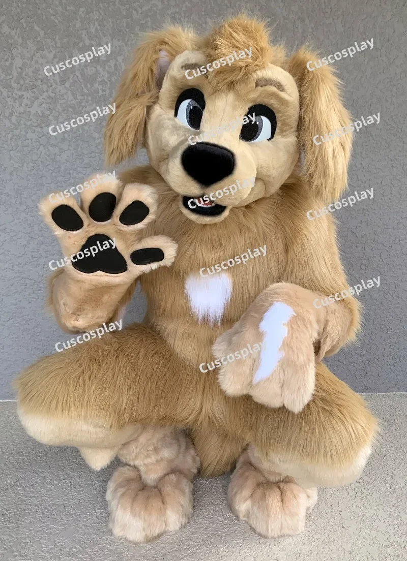 Weihnachten braun Fell Fuchs Hund Husky Maskottchen Kostüm Pelzanzug Fursuit Halloween Weihnachten Geburtstag Party Geschenk Image