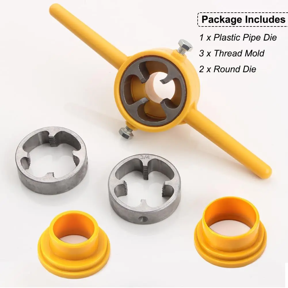 6 stücke PVC Kunststoff Wasser Rohr Einfädler NPT Gewinde Tap Sterben Set NPT1/2 3/4 1 Zoll, manuelle PVC Wasser Rohr Xternal Gewinde Gewindeschneiden Werkzeug Image