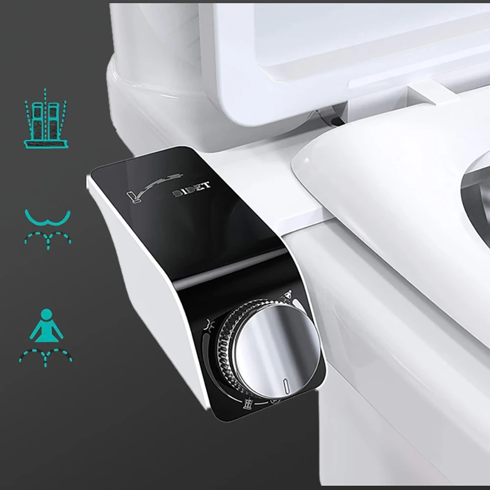 Ultraschlanker WC-Bidet-Aufsatz, Kaltwassersprüher, Doppeldüsen, nicht elektrisch, selbstreinigendes Badezimmer-Bidet-Zubehör, Sprühgerät