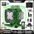 Huepar-Niveau laser vert avec adaptateur et télémètre, écran LCD, télécommande Bluetooth, S04CG, 16 lignes, 4D Cross Line