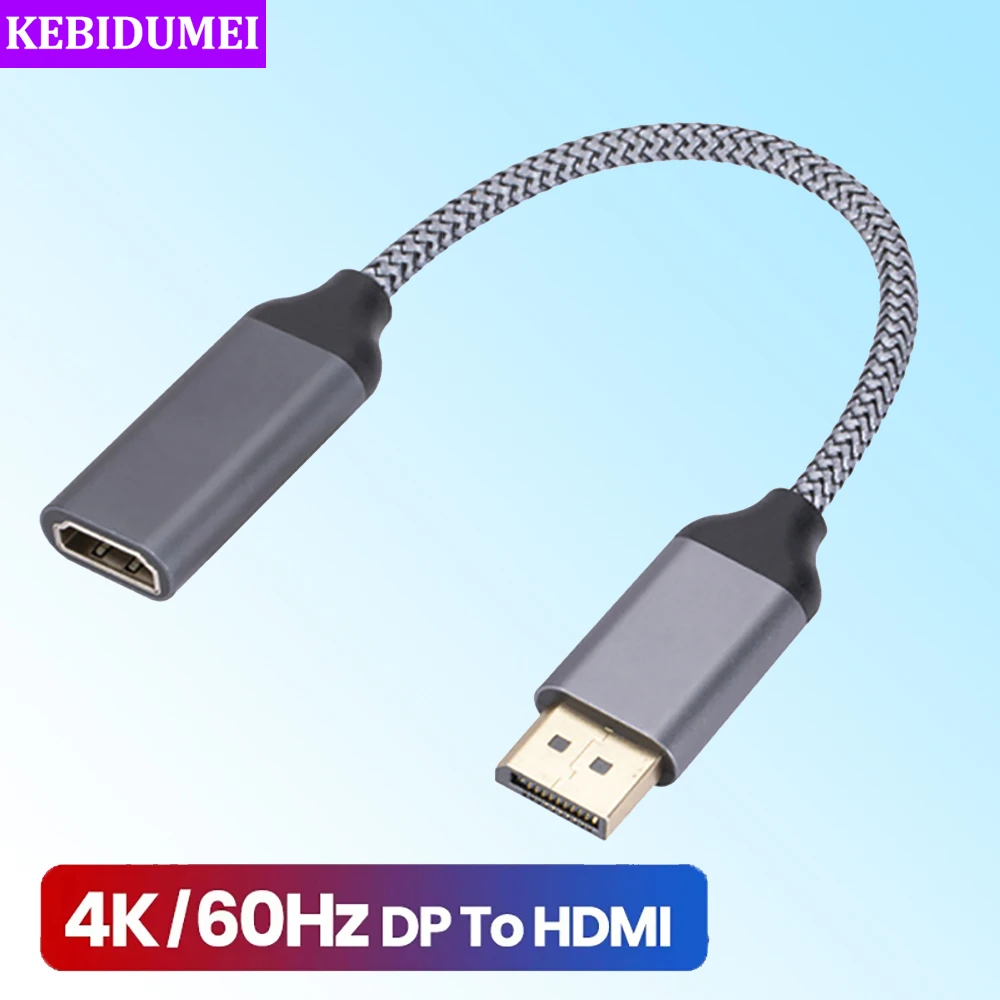 4K60Hz DP zu HDMI Adapter Konverter DisplayPort zu HDMI Kabel DisplayPort Stecker auf HDMI Buchse HD Video Audio Adapter für PC TV Image