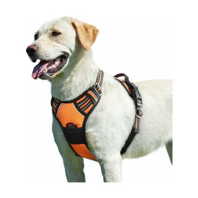 Cyslmuk - Orangefarbenes Hundegeschirr, verstellbar, reflektierend, Anti-Pull-Hundegeschirr,