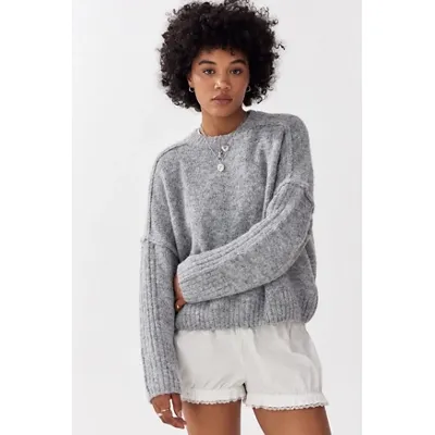 UO Oslo Lofty Knit Jumper - Grey M at Urban Outfitters