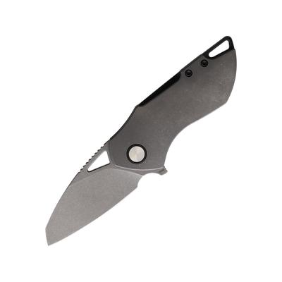 Grissom Knife & Tool Riverstone DSW Folding Knife 4in Closed 2.75in Stonewash Bohler M390 Stainless Blade Gray Stonewash Titanium Handle RIVERSTONE