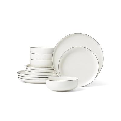 Oneida 24 Seven Black Rim 12-Piece Dinnerware Set
