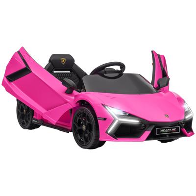 12V Lamborghini Revuelto Kids Ride-On Car with Remote Control, Music, LED Lights, and Safe Driving Features - Pink