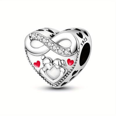 TEMU 925 Sterling Silver Bracelet Necklace Pendant Decoration Mother-daughter Accompanied String Of Beads Pendant Gift For Women And Girls Image