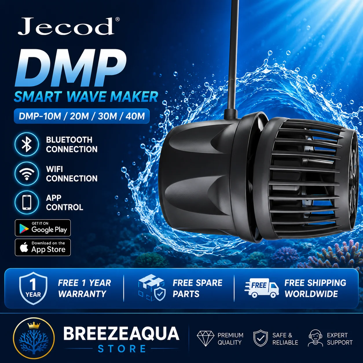 Jecod/Jebao Neue kabellose DMP-10M/20M-30/40M WiFi Bluetooth App-Steuerung Süßwasser Salzwasser Aquarium Aquarium Wavemaker-Pumpe Image