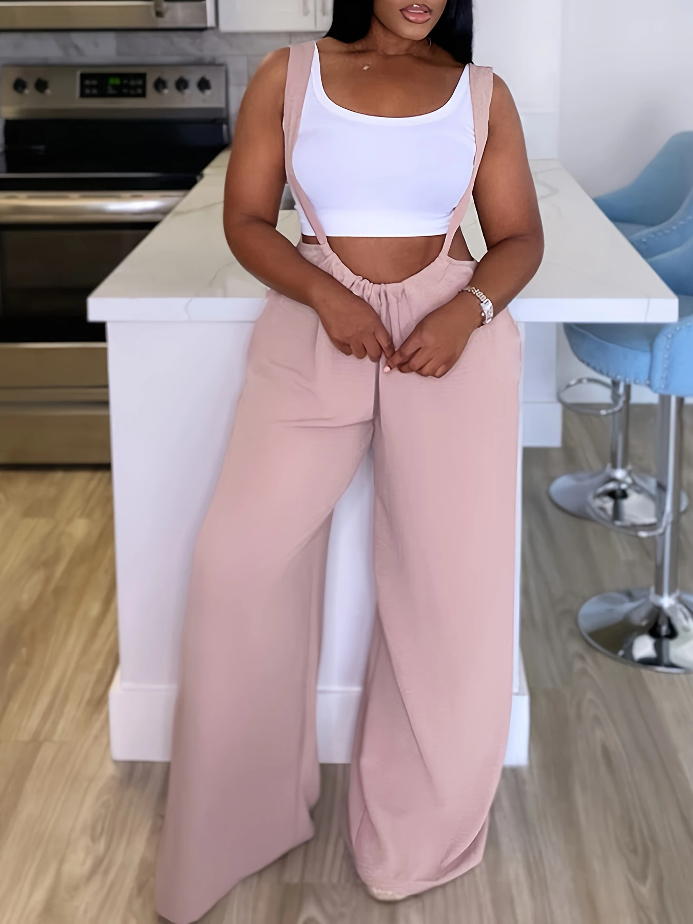 Einfarbiger Overall Overall Casual Tie Taille Overall für Damen bekleidung im Frühjahr und Sommer Image