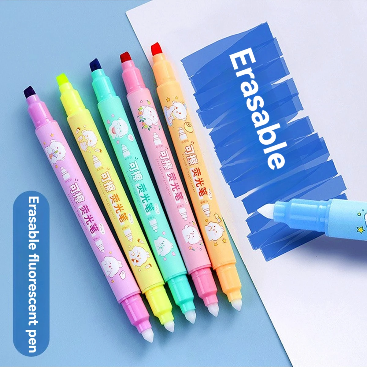 6 farben/Set doppelseitige Löschbaren Highlighter Kawaii Schreibwaren Kreative Graffiti Stift Schule Liefert Student Marker Highlighter Image