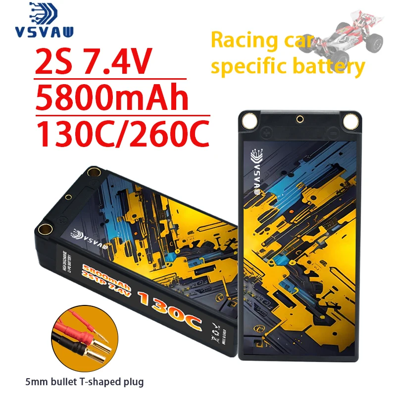 1/2Pcs Original TERANTY 2S 7,4 V 5800mAh 130C/260C Lipo Batterie 1/10 Drift Racing Bigfoot off-road Hard Shell Lithium-Batterie Image