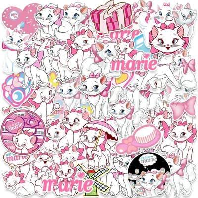 50 Stücke Disney Cartoon Mary Katze Nagel Aufkleber Nette Marie Aufkleber DIY Skateboard Telefon Laptop Fahrrad Graffiti Aufkleber Spielzeug Image