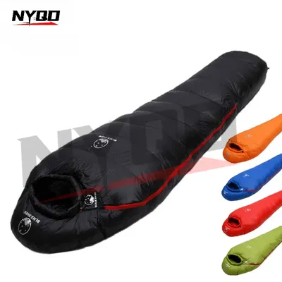 Black Snow Outdoor Camping Sleeping Bag Very Warm Down Filled Adult Mummy Style Sleep Bag 4 Seasons Camping Travel Sleeping Bag