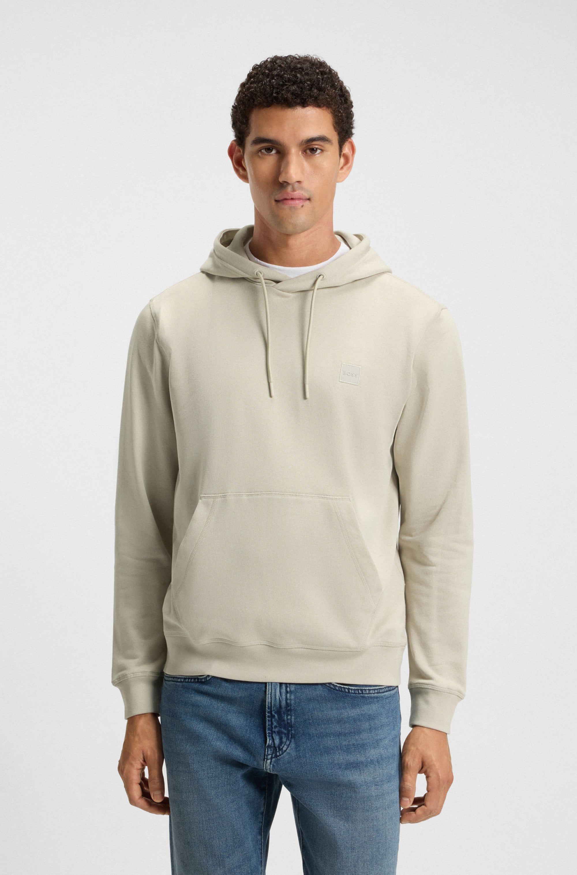 Kapuzensweatshirt BOSS ORANGE "Wetalk", Herren, Gr. 6XL, beige (271_light_beige), Sweatware, Obermaterial: 100% Baumwolle, unifarben, regular fit hüftlang, hoch geschlossener Ausschnitt, weit Bündchen, Sweatshirts, mit gesticktem BOSS Markenlabel
