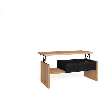 Couchtisch, Höhenverstellbar Sofatisch, 110x50x45 cm, Beistelltisch, Moderner Stil, Eiche Schwarz Image