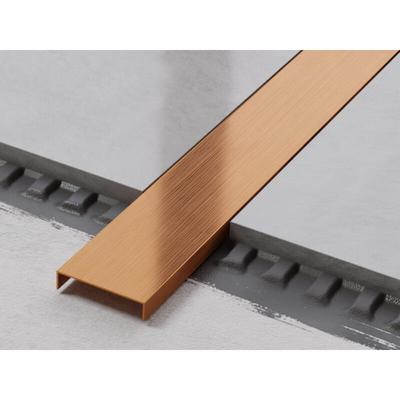 Ilcom - Edelstahl Erdungsanschluss U-Profil für Fliesen 4cm x 244cm - Satiniertes Kupfer Image