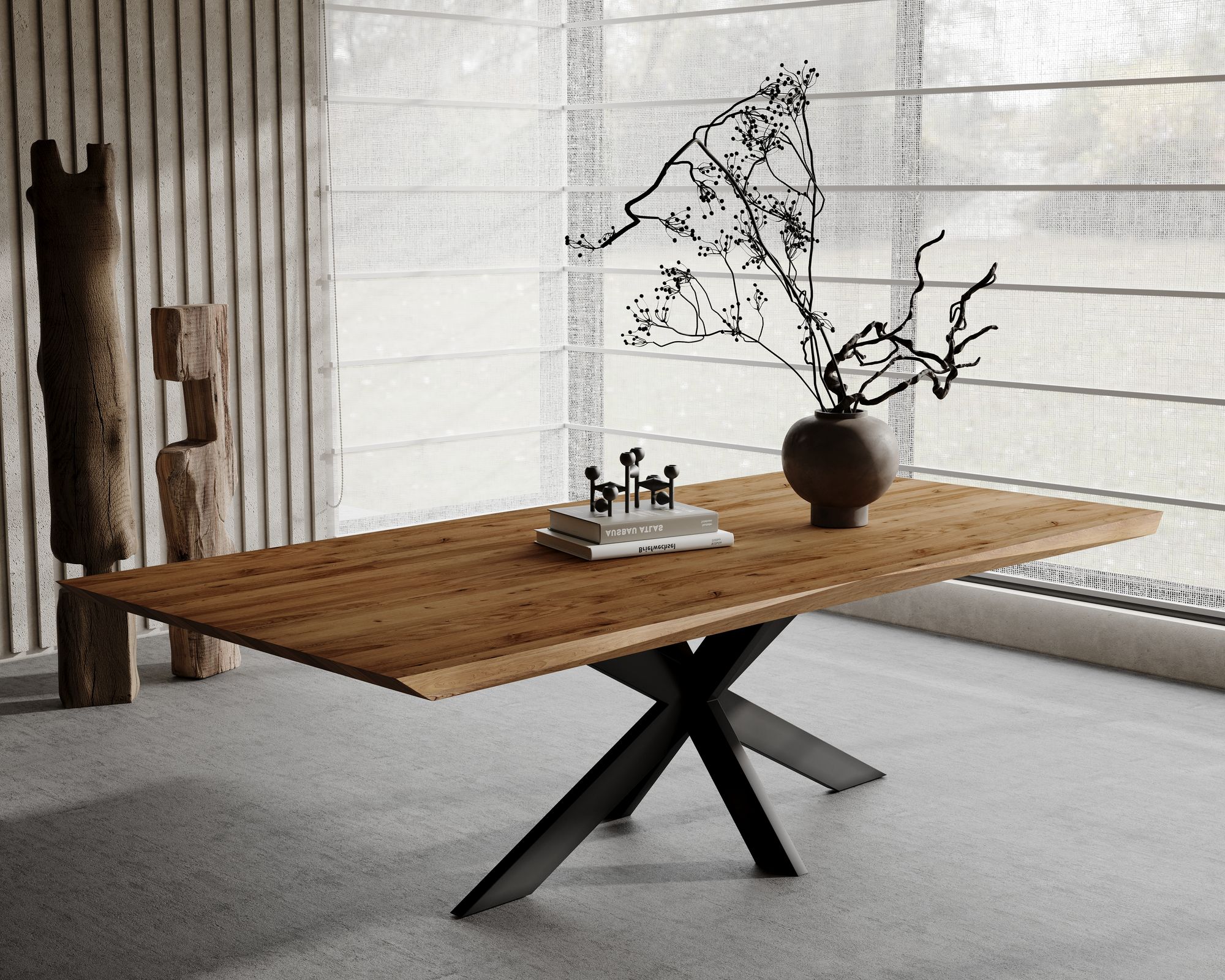 BlackWood »Table4YOU Austin« Wildeiche Massivholztisch Baumkante / Wildeiche rustik / 6 cm / 240x100 cm