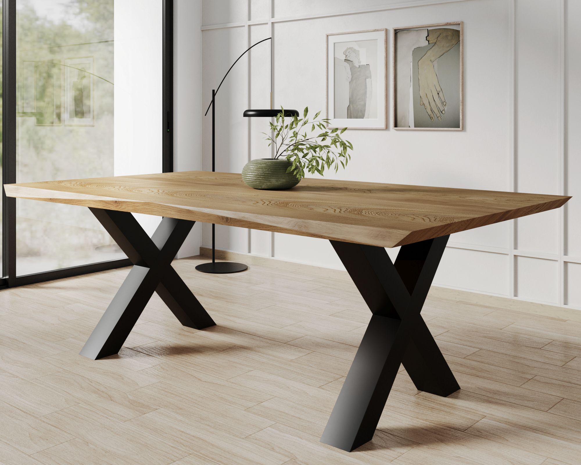 BlackWood »Table4YOU Phoenix« Wildeiche Massivholztisch Baumkante / Wildeiche natur / 4 cm / 200x100 cm