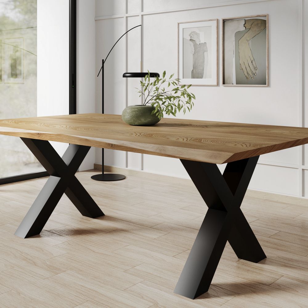 BlackWood »Table4YOU Phoenix« Wildeiche Massivholztisch gerade Kante / Wildeiche natur / 4 cm / 220x100 cm