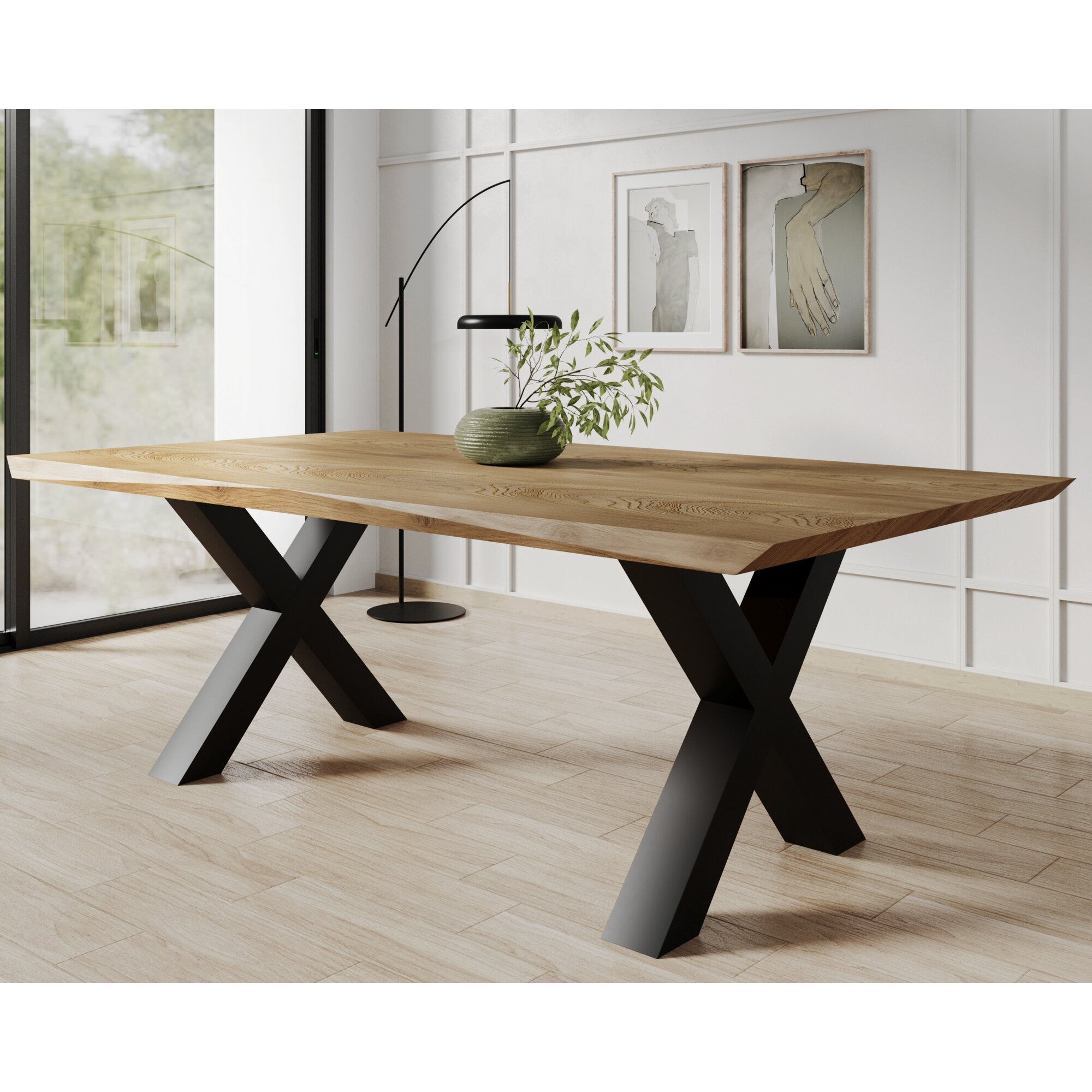 BlackWood »Table4YOU Phoenix« Wildeiche Massivholztisch Baumkante / Wildeiche rustik / 4 cm / 220x100 cm