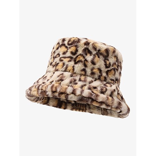 Fischerhut aus Kunstfell mit Leopardenmuster für Damen – stylisches Winteraccessoire für lässige und trendige Looks Image