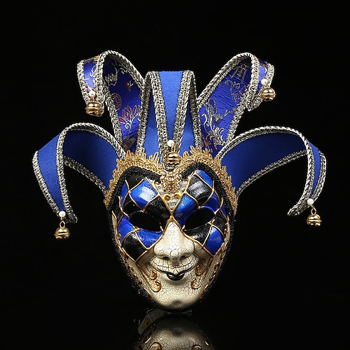 Harlekin Halloween Venezianische Maske Volto Larve Karnevalsmaske Vollgesicht Erwachsene Herren Damen Halloween Karneval Party Maskerade Karneval von Venedig Einfache Halloween-Kostüme Verkleiden Image