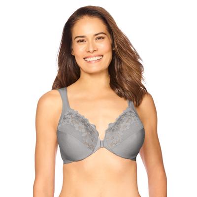 Plus Size Women's Glamorise® Wonderwire® Front-Close Cotton Underwire Bra 1241 by Glamorise in Silver (Size 50 C)