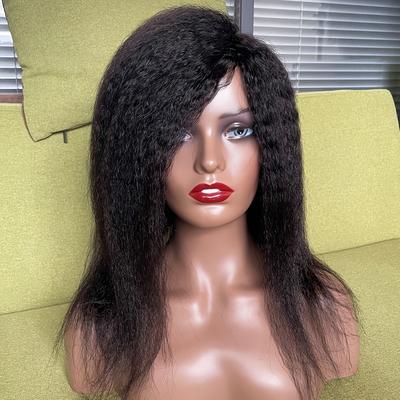 TEMU Kinky Straight Human Hair Wigs None Lace Front Wigs Human Hair For Full Machine Wig Human Hair 150% Density Brazilian Hair Human Wigs Color Image
