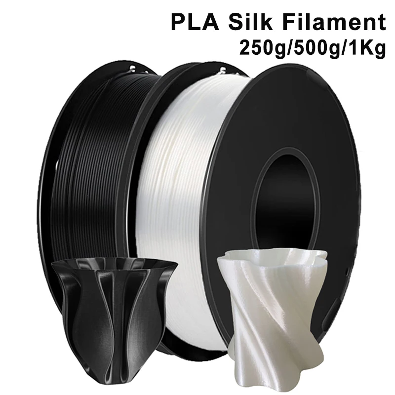 1,75 mm schwarzes PLA-Seidenfilament, 250 g, 500 g, 1 kg, 3D-Druckermaterial, Pla-Seide, weißer Druck, Nachfüllungen, Filamentdraht, Vakuumverpackung Image