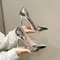 Soft Leather Sliver Gold High Heels 8/10cm Shoe Fashion Women Pumps Pointed Toe Slip-on Office Woman Wedding Shoes Large Size 43