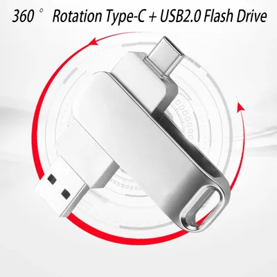 Metall-USB-Flash-Laufwerk 2 IN 1 USB 2.0 Typ C OTG-Stick 8 GB 16 GB 32 GB 64 GB 128 GB Image