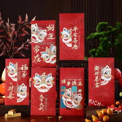 4/6/12 Stück rote Umschläge 2025, chinesisches Neujahr, Glücksgeld, Jahr der Schlange, Frühlingsfest, Hong Bao für Kinder, rote Pakete Image