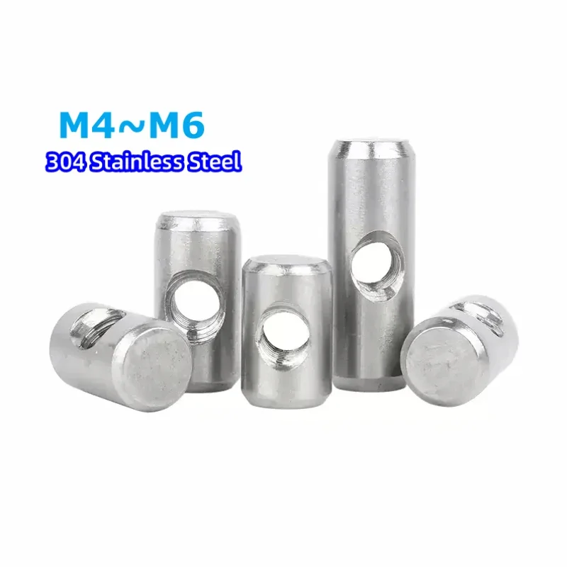 Zylinderstift-Dübel aus Edelstahl 304, Zylinderstift, Kreuzlochhammer, eingebettete Mutter für Holzmöbel-Zubehör, M4, M5, M6 Image