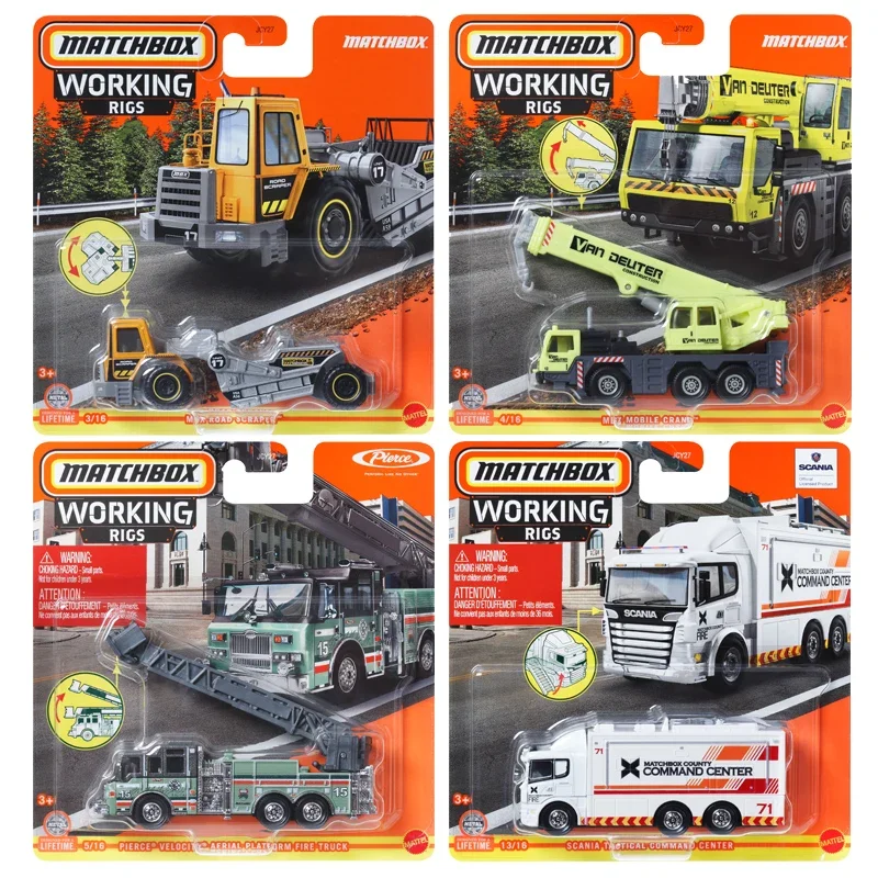 Auf Lager MATCHBOX Working Rigs Auto Jungen Spielzeug 1:64 Diecast Mobile Kran Feuerwehrauto Straßenschaber Command Center Fahrzeugmodell Geschenk Image