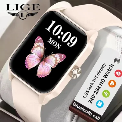 LIGE 2024 Smart Uhr Frauen Benutzerdefinierte Zifferblatt Smartwatch Für Android IOS Wasserdichte Bluetooth Musik Uhren Full Touch Armband Uhr