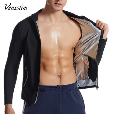 Vensslim Männer Sauna Schweißanzug Reißverschluss Taille Trainer Abnehmen Tops mit Paket Fatburner Body Shaper Bauch Trimmer Schlankes Korsett Image