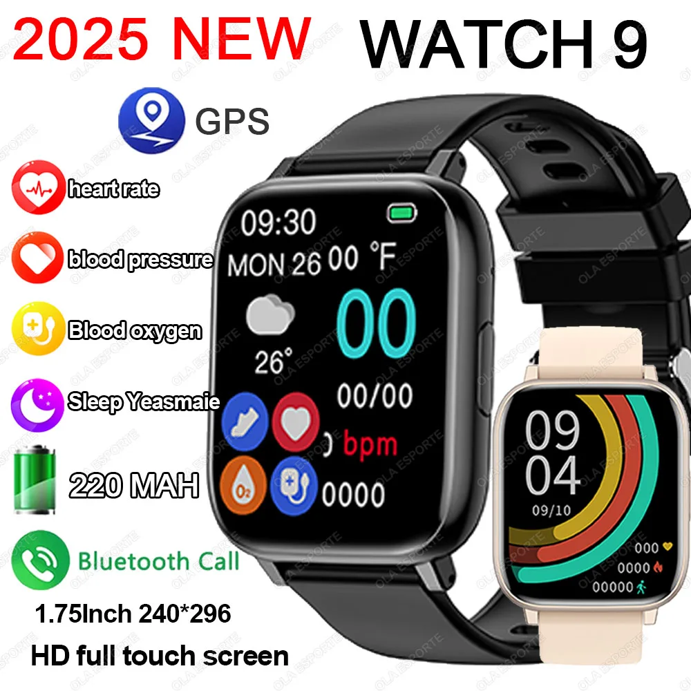 2025, neue Smartwatch für Männer und Frauen, GPS, HD-Touchscreen, Blutdruckmessgerät, Sport-Tracker, Uhr, Bluetooth-Anruf, digitale Smartwatch Image
