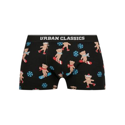 Boxershorts URBAN CLASSICS "Urban Classics Herren Organic X-Mas Boxer Shorts 3-Pack", Herren, Gr. M, blau (teddy aopj asper navy), 95% Baumwolle, 5% Polyester, unifarben, Unterhosen Image