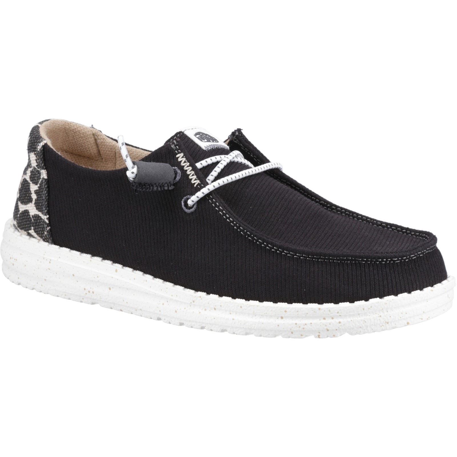 HEYDUDE Wendy Leopard Cotton Blend Womens Black/leopard Loafers - Size UK 4 | HEYDUDE Sale | Discount Designer Brands