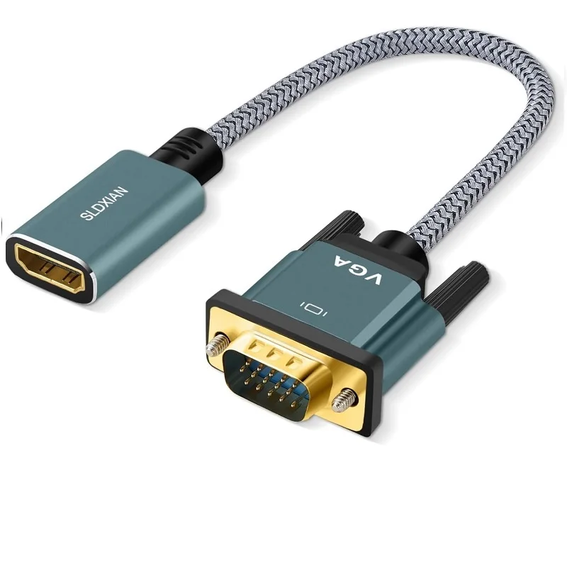 SHULIANCABLE HDMI-auf-VGA-Display-Adapter (Buchse auf Stecker), geeignet für Computer, Desktops und Laptops Image