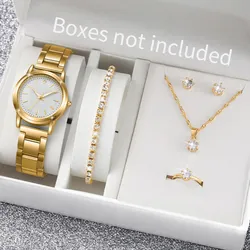 6 pièces/ensemble femmes montres mode plaqué or bande dames montre à Quartz strass ensemble de bijoux Reloj Mujer (sans boîte)