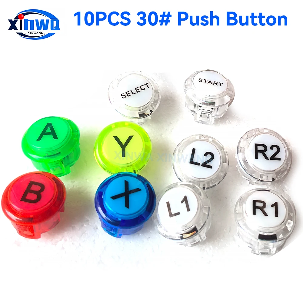 1 Satz 30mm klarer Druckknopf a b x y l1 l2 r1 r2 wählen Start Game Controller Schalter Neo Geo Arcade Konsole Joystick DIY Maschine Image
