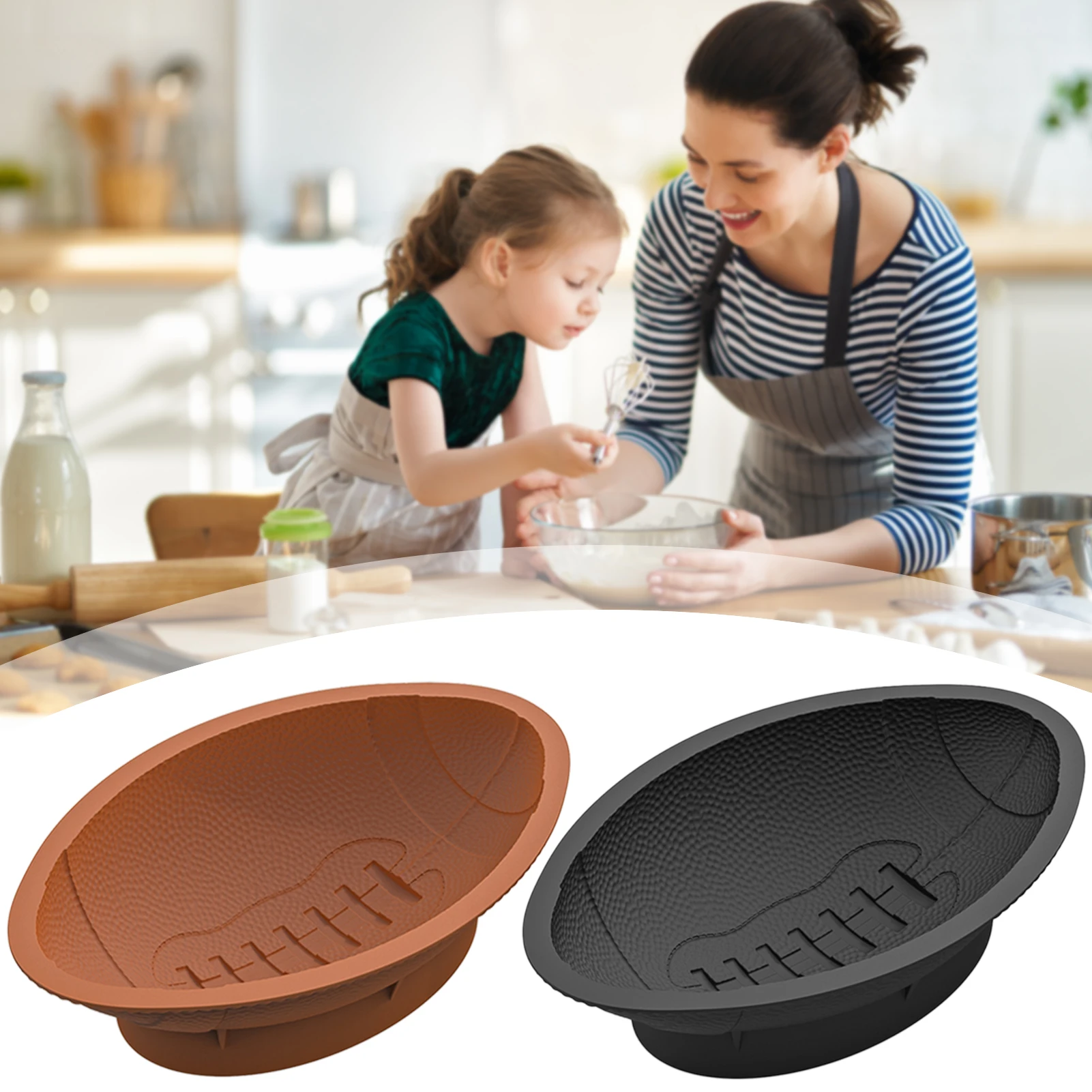 3D Rugby Kuchen Form Antihaft Silikon Fußball Kuchen Form DIY Schokolade Backform Rugby Sport Saison Party Backen Liefert Image