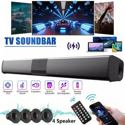 20W Bluetooth Sound Bar for TV PC Built-in Subwoofer 2.0 Channel Stereo Home Theater Soundbar With